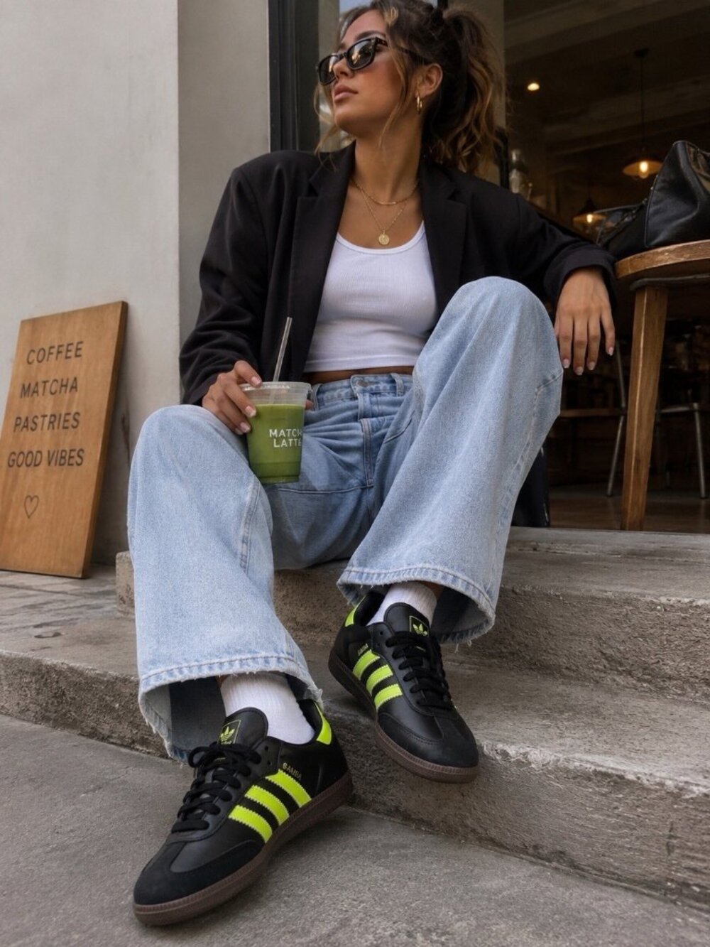 adidas Samba OG Black Pulse Lime Women's 9 NEW Trendy Fashion Sneaker JS1387
